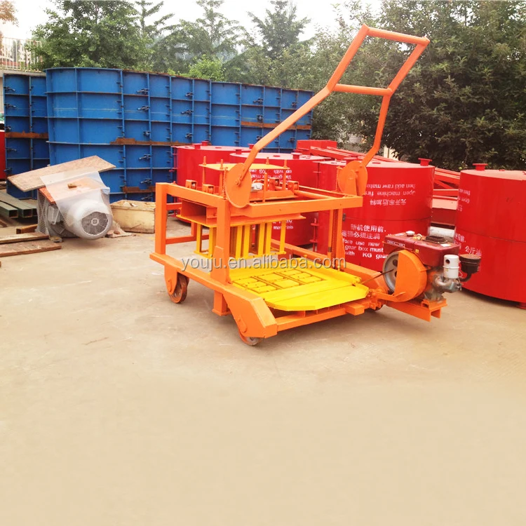 Semi-Automatic Paving Brick Hollow Block Maker Mobile Engine Motor Bearing Gearbox Cement Raw Brick Making Machinery Easy