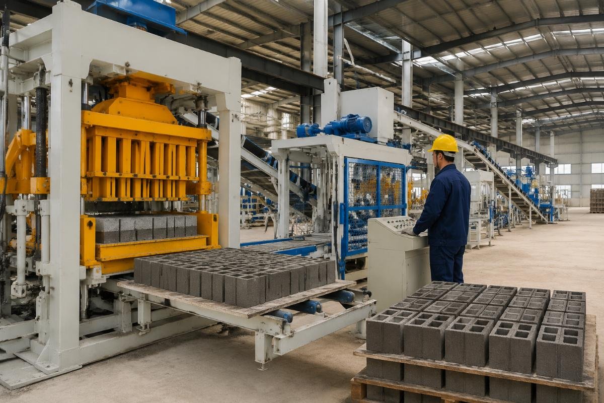 Stationary block machine production line