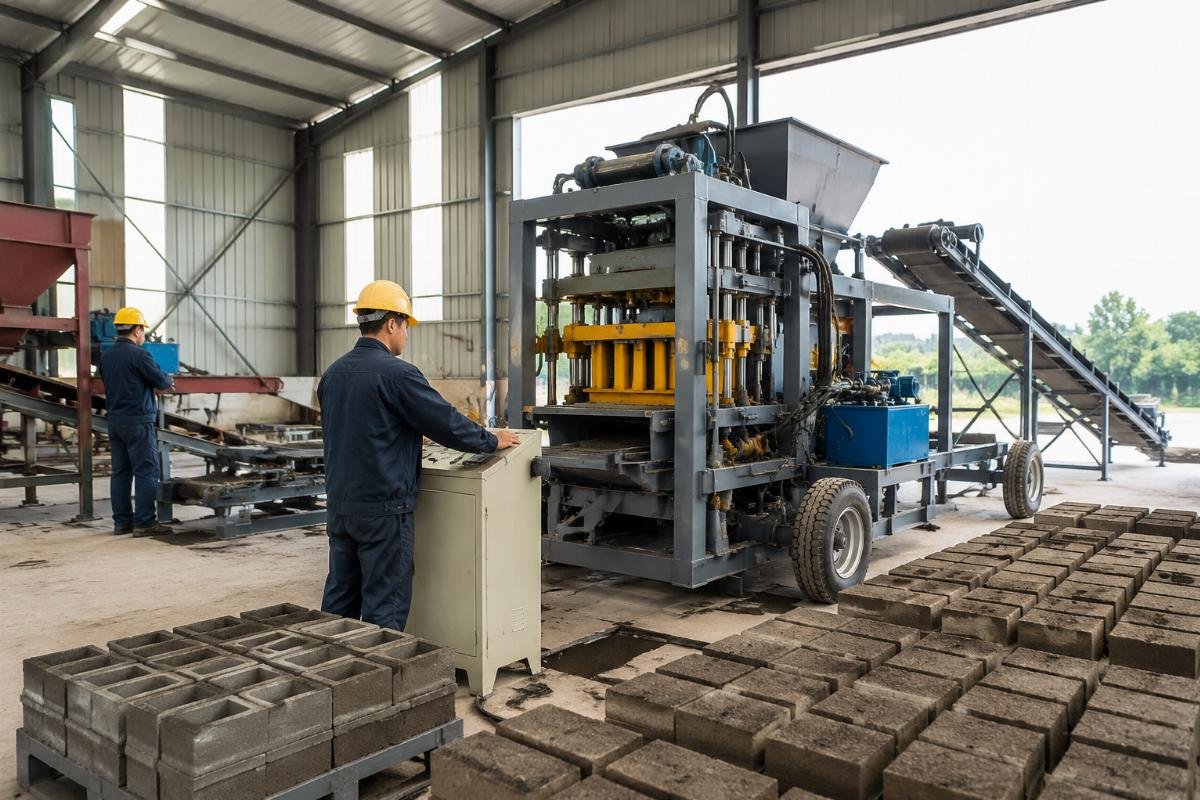 Mobile block machine operation in workshop