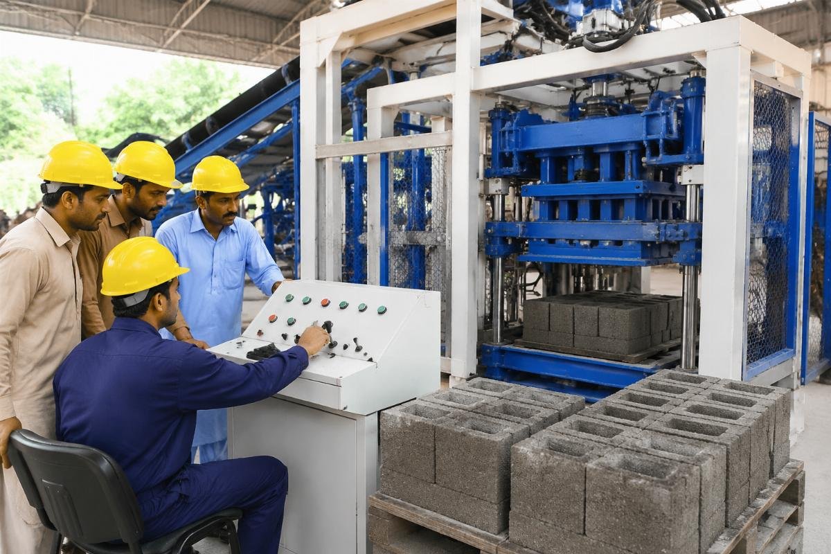 automated block machine operator training commissioning Operator training session for automated block machine in South Asian factory
