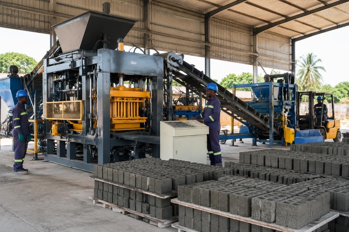 automatic block making machine payback period Ghana upgrade case QT10-15 fully automatic block making machine installed in Ghana brick yard