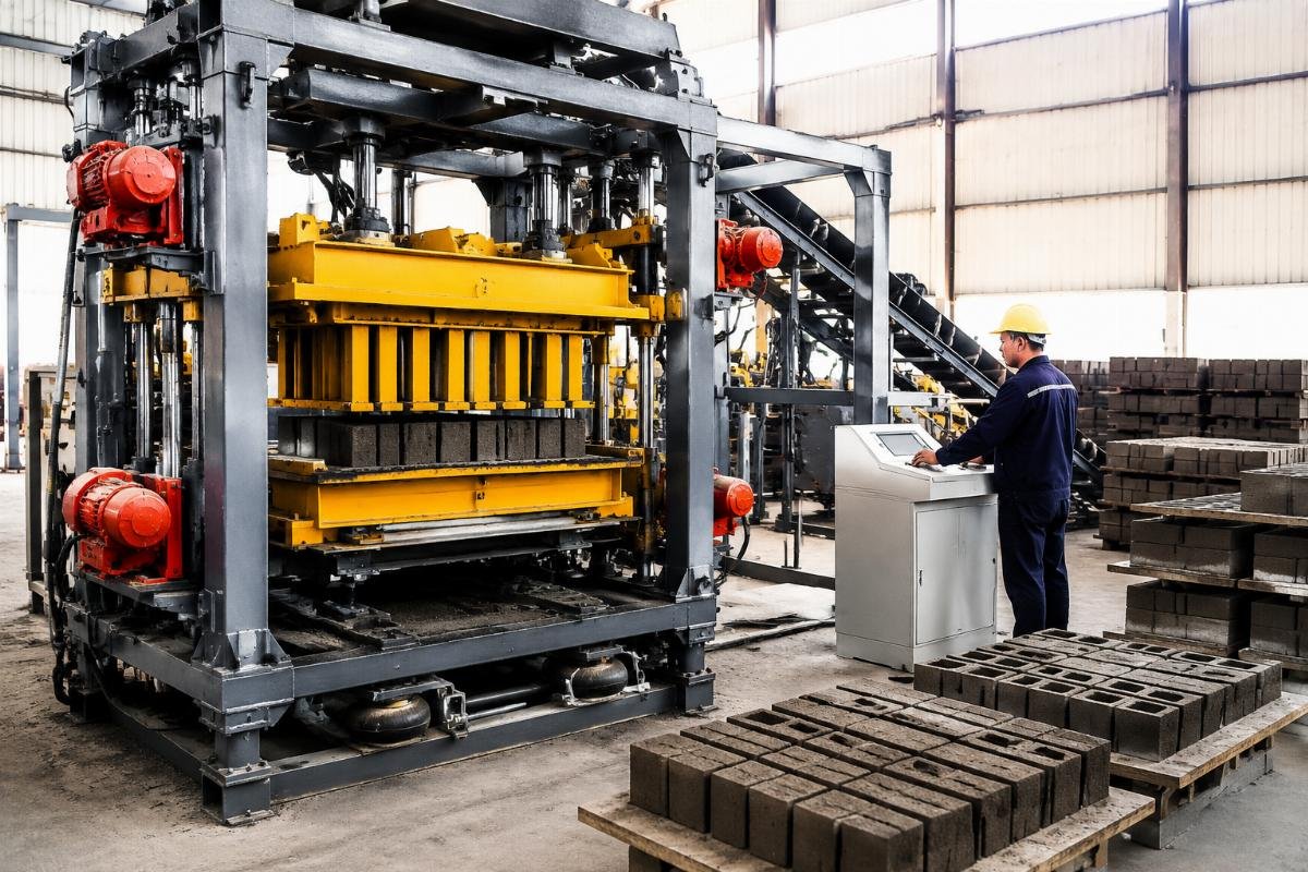 block machine payback period vibration technology comparison European-style block machine with four vibration motors and airbag system