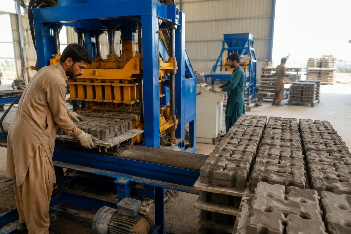 block making business profit Central Asia South Asia NGO housing project Interlocking concrete blocks produced for disaster-resilient housing in South Asia