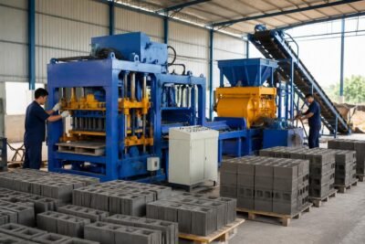 Semi-automatic block making machine with mixer and pallets