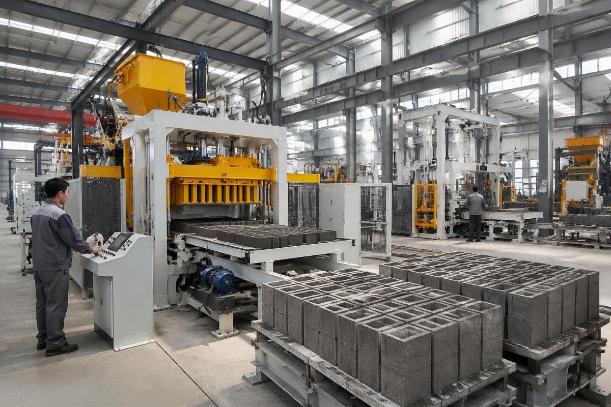 Chinese block machine manufacturer Linyi cluster scale Shandong Shiyue Intelligent Machinery 46000 square meter factory with six specialized workshops