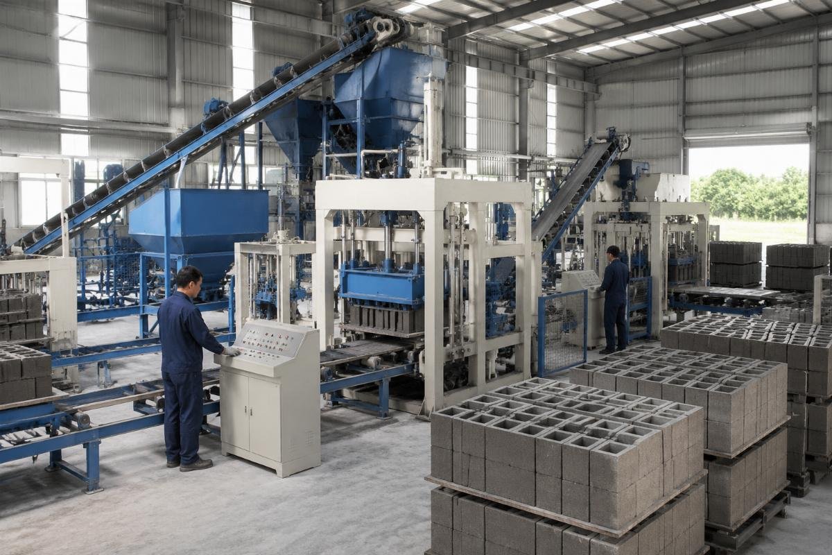 concrete block factory business plan equipment layout Concrete block factory production line overview