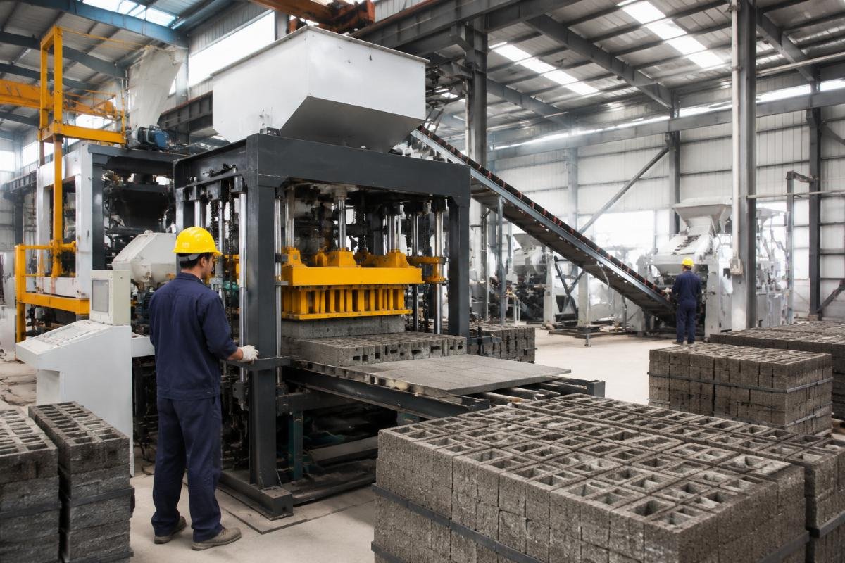 concrete block machine manufacturer China factory European design Shandong Shiyue factory production line with European-style block making machine design