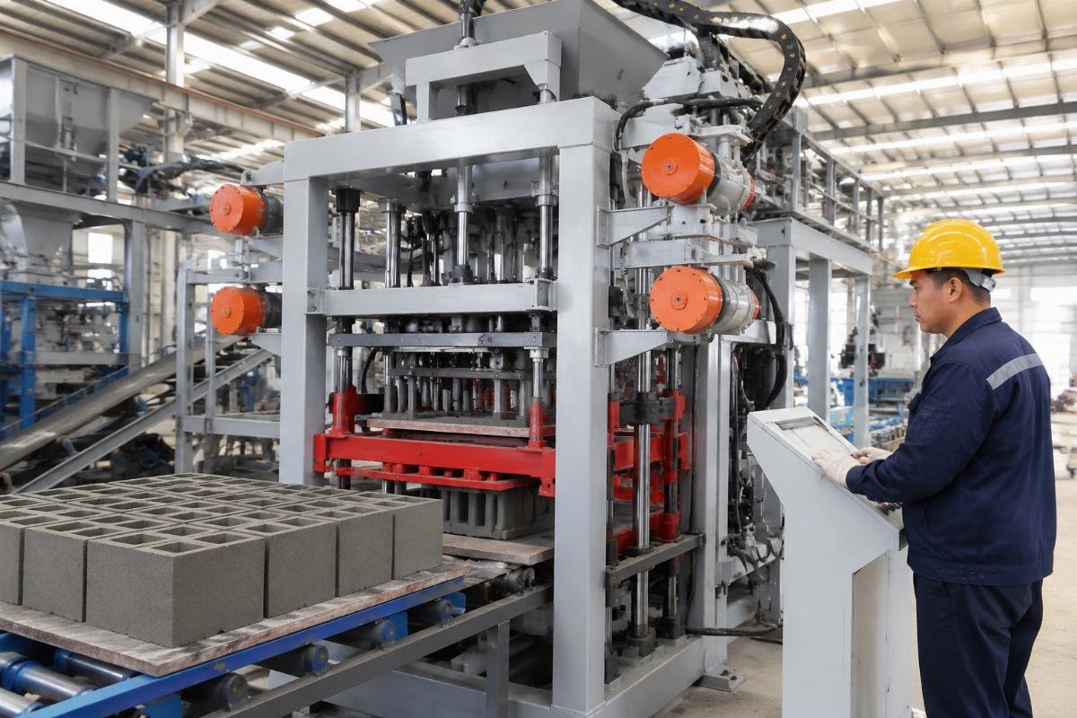 concrete block making machine China manufacturer European-style airbag vibration system European-style airbag vibration system with four motors on a multi-product block machine