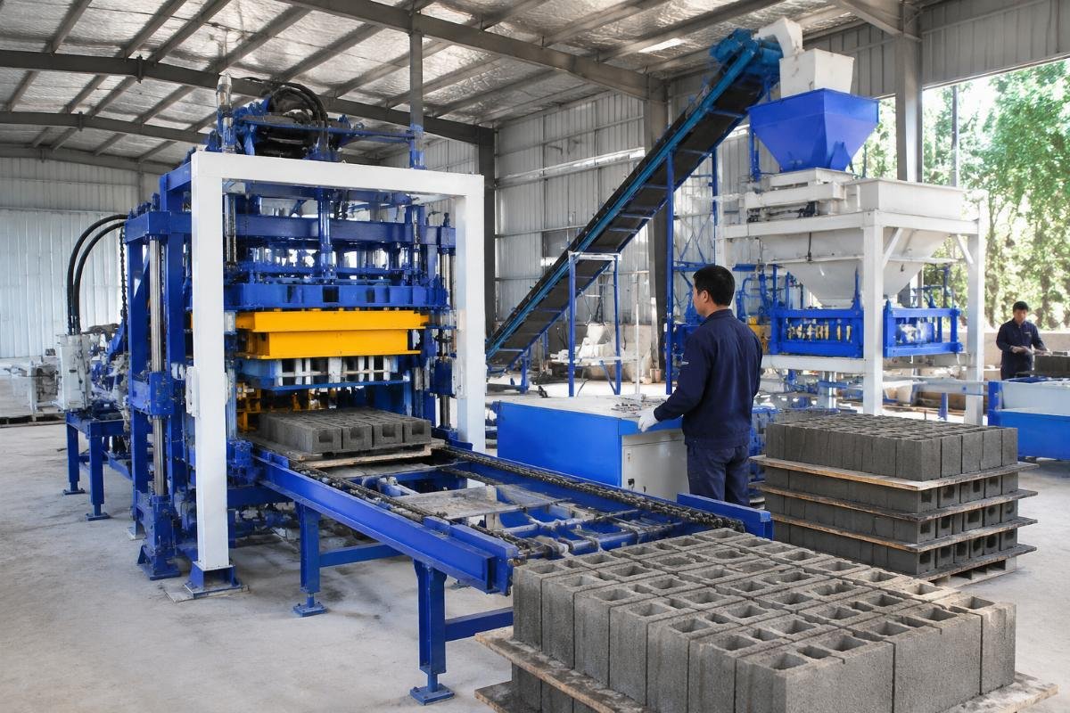 concrete block pricing strategy cost breakdown production line Concrete block production line with automatic batching and vibration system