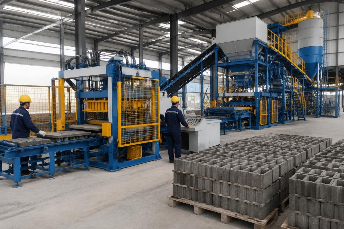 concrete block production cost per unit automated line Fully automatic block making production line with batching system