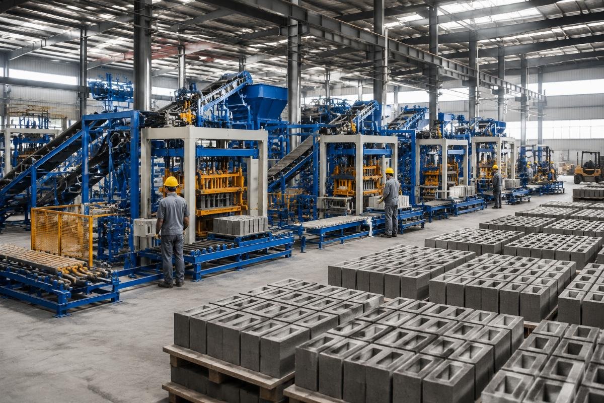 concrete block profit margin calculation large scale project Large-scale block making plant with multiple production lines