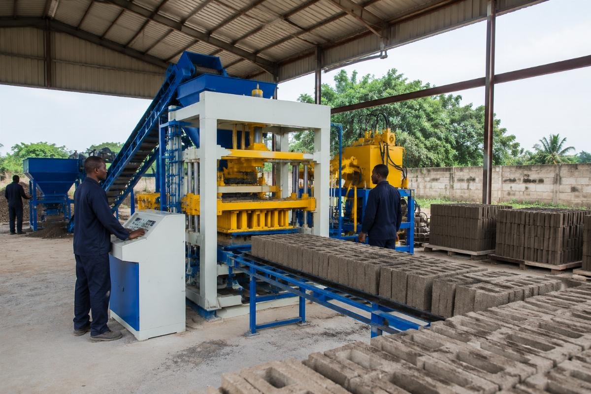 importing block machines from China QTJ4-25 semi-automatic line Semi-automatic QTJ4-25 block production line installed in Lagos Nigeria