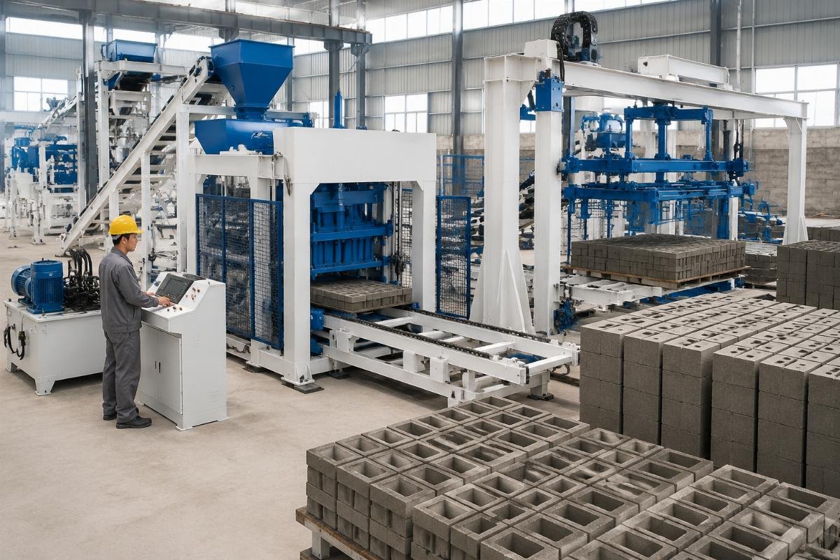 QT10-15 fully automatic block production line with European-style design QT10-15 fully automatic block production line with auto stacker