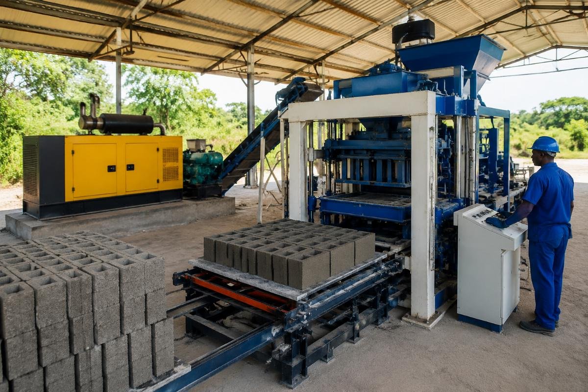 reliable block machine supplier Africa off-grid generator solution Off-grid block making plant powered by 150kVA silent diesel generator with automatic pallet system