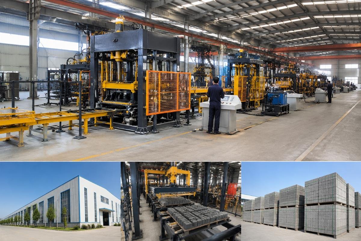 Shandong Shiyue block machine factory 46000 square meters Factory overview and production line