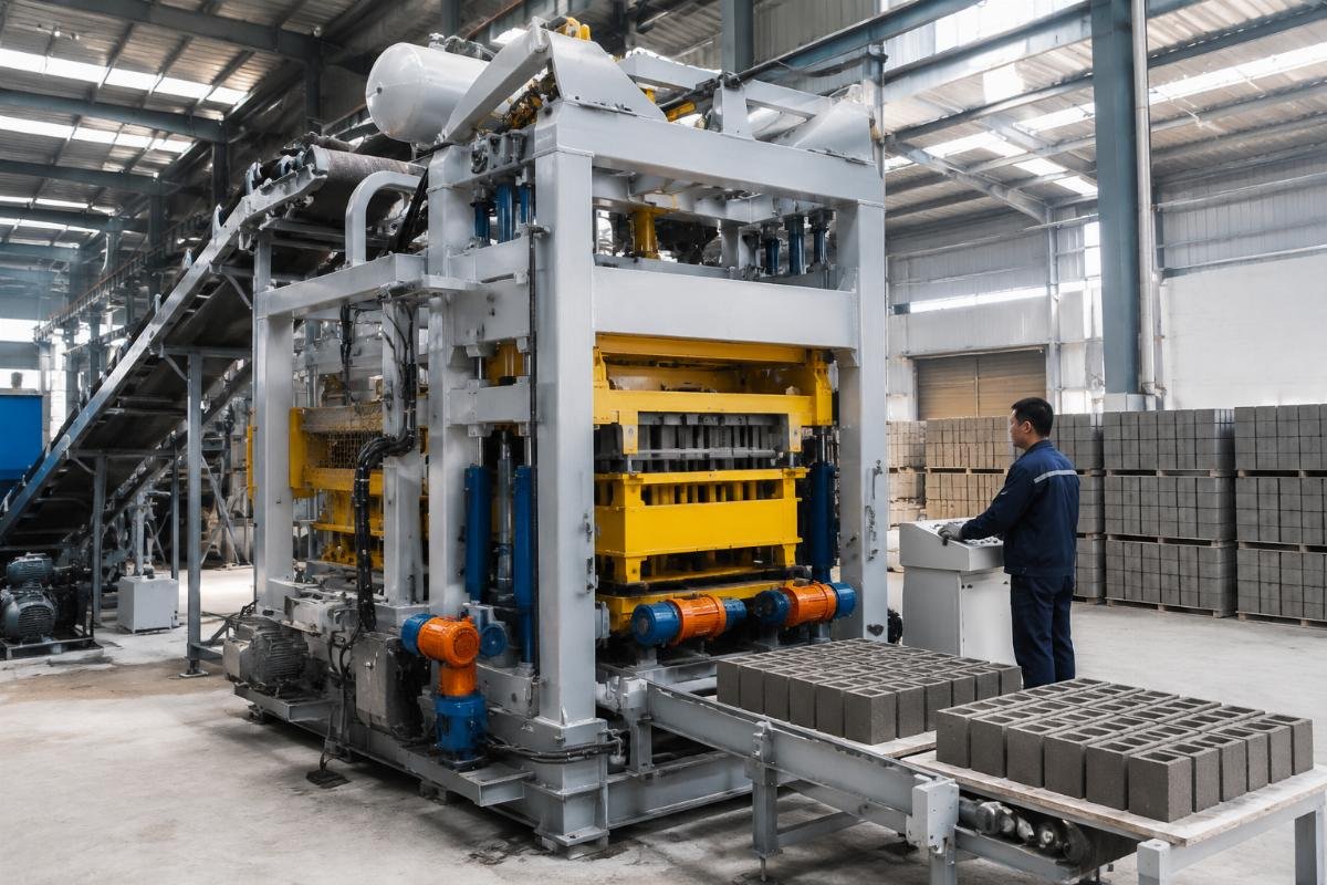 space-saving block making machine technology high density faster curing European-style block making machine with airbag system and four vibration motors