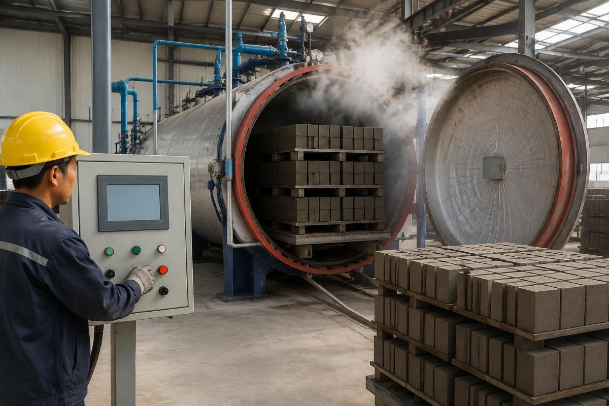 steam curing temperature control system Steam curing chamber with temperature monitoring display