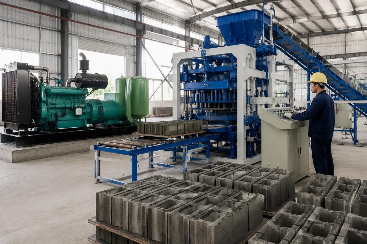 TCO calculation block plant power generator vs grid Five-year TCO comparison chart: diesel generator versus grid power for block making machine plant